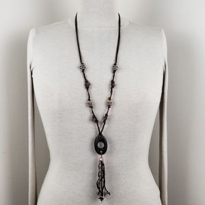 Tried Colored Metal tassel Necklace & Earring